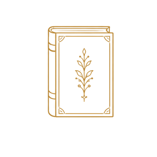 Gold line-art book representing bespoke cover design and illustration