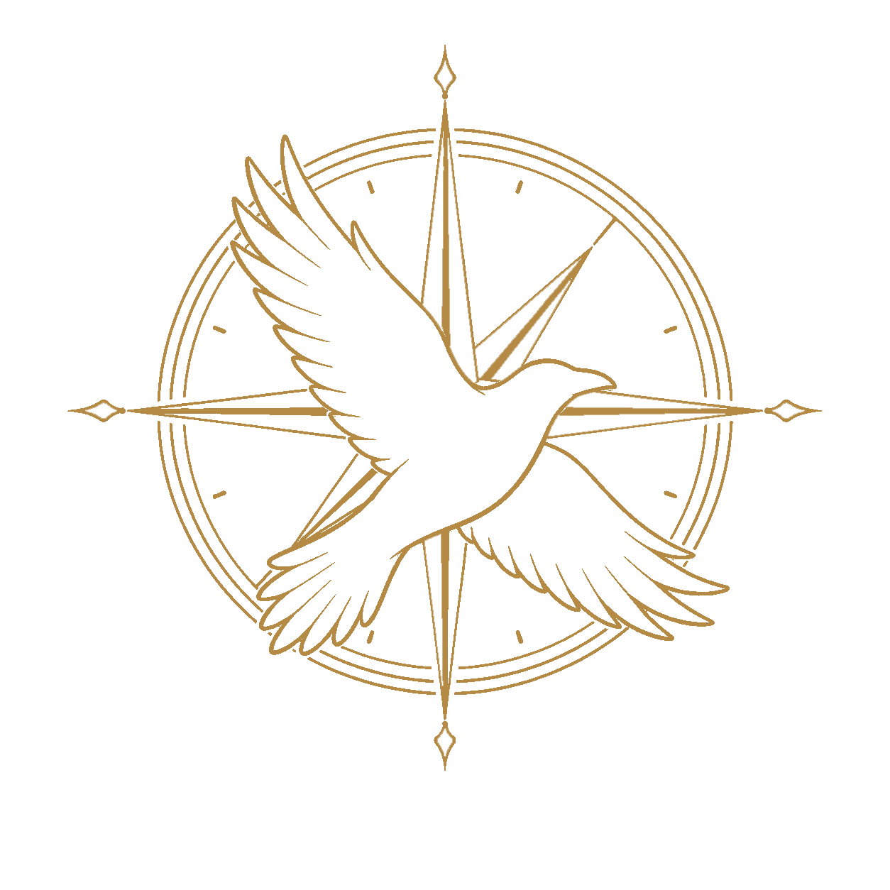 Whitecrow Atelier flying crow and compass emblem