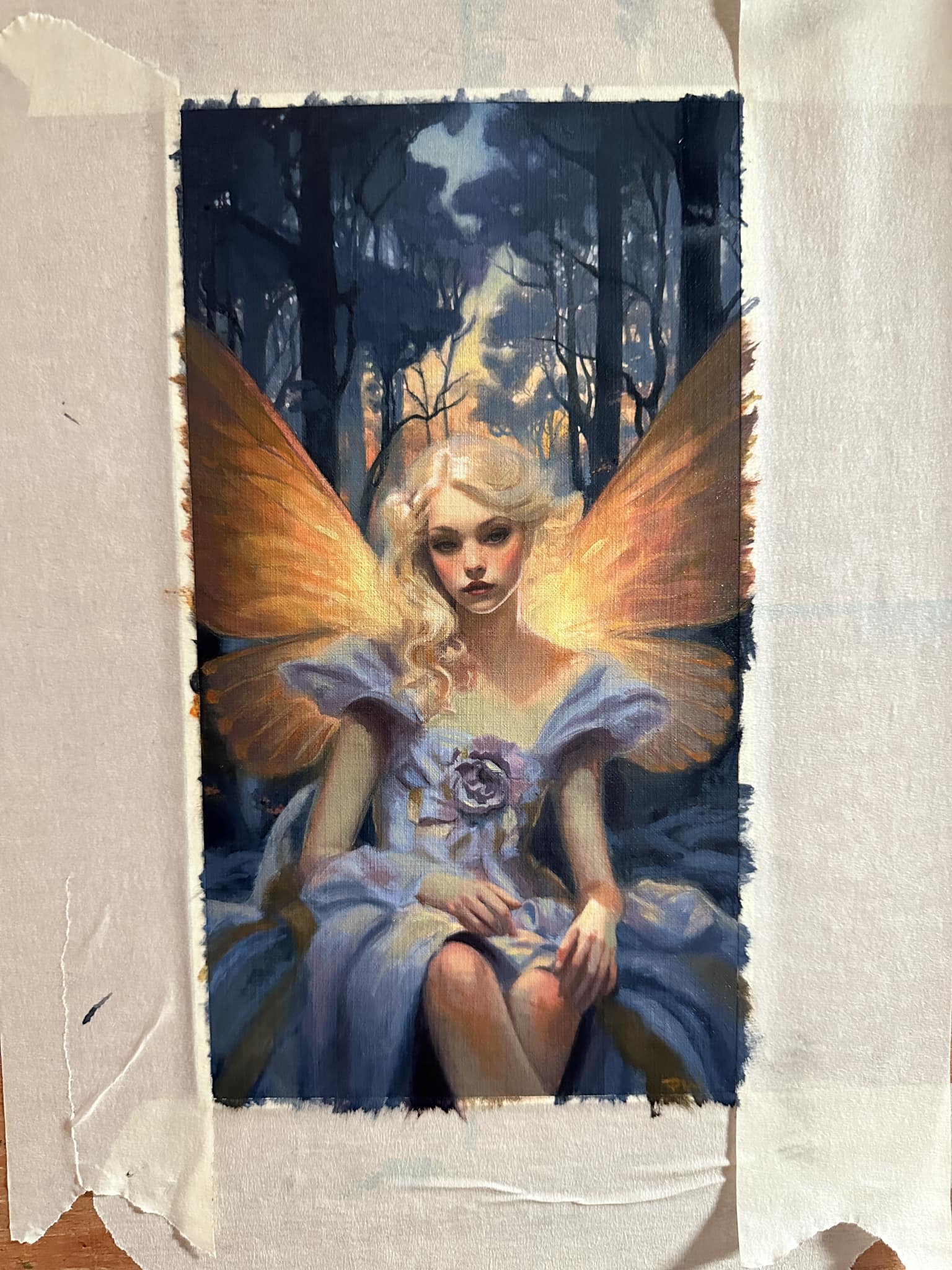 Opera originale in tecnica mista tradizionale intitolata «Emberwing», di Pearl Whitecrow.