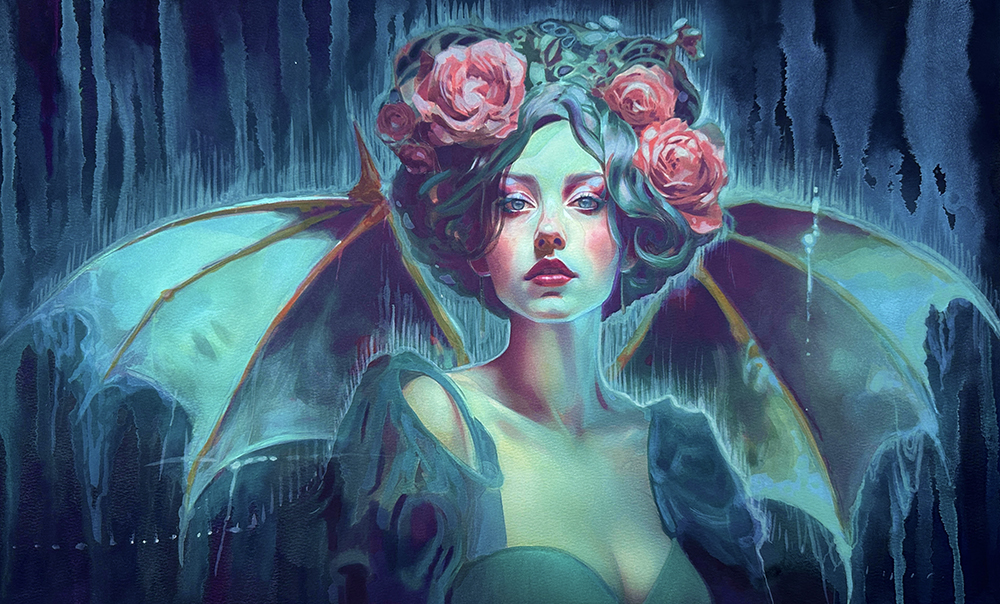 Opera originale in tecnica mista tradizionale intitolata «Radium Girl», di Pearl Whitecrow.