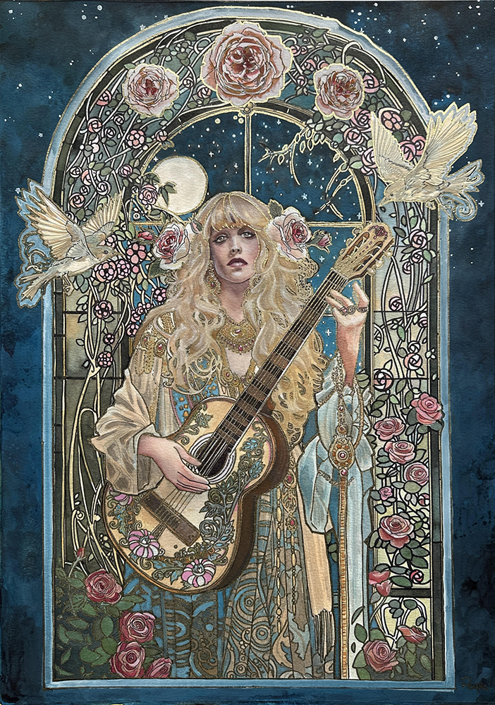 Opera originale in tecnica mista tradizionale intitolata «Stevie», di Pearl Whitecrow.